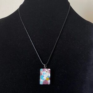 Vetro di Murano Millefiori glass pendant with black cord  Italy